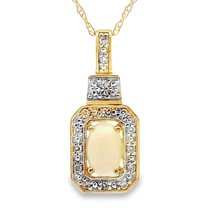 .06ct Opal Diamond Fashion Pendants 10KT Yellow Gold by Bids.com