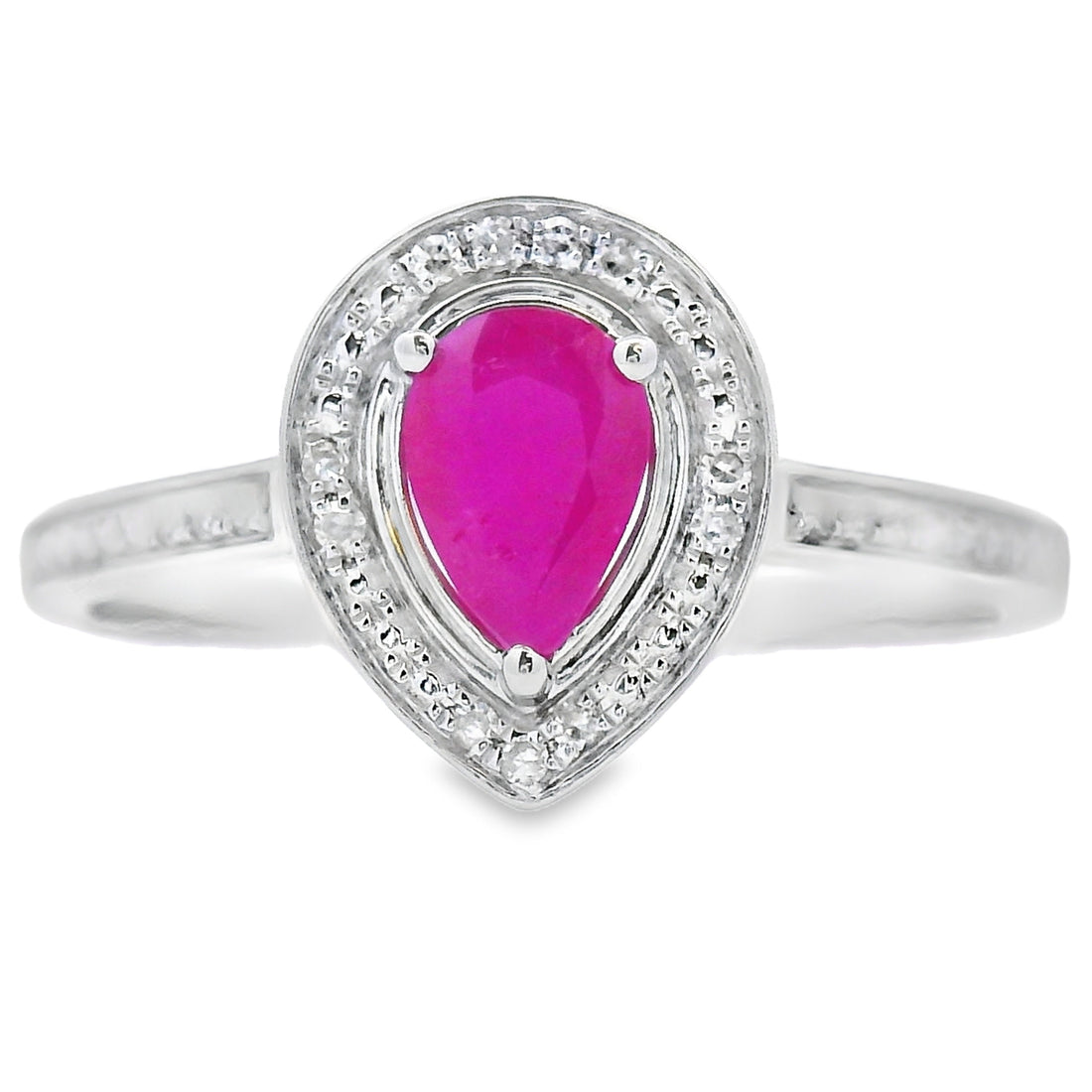 Natural .54ct Ruby Diamond Ring 10KT White Gold by Bids.com