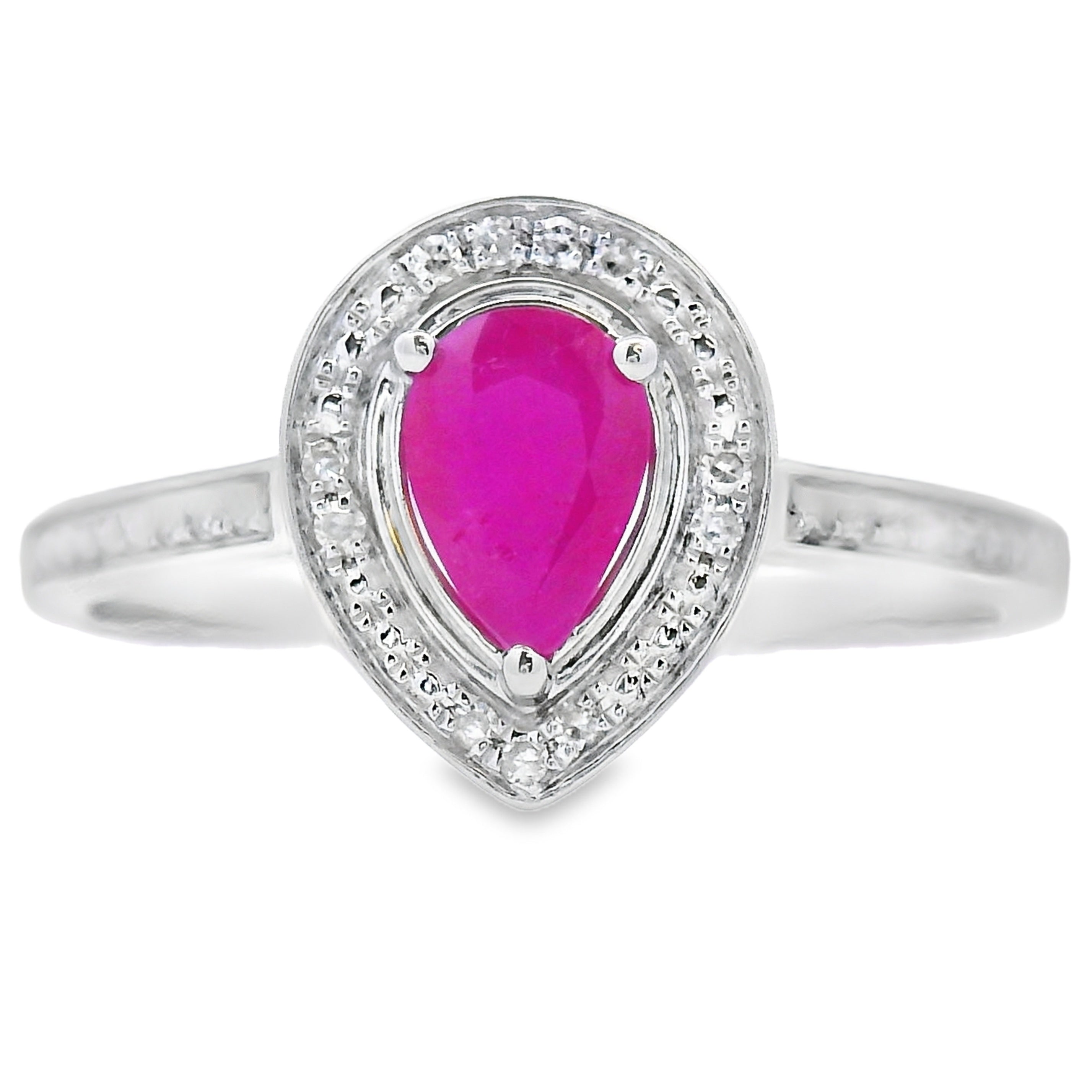 Natural .54ct Ruby Diamond Ring 10KT White Gold by Bids.com