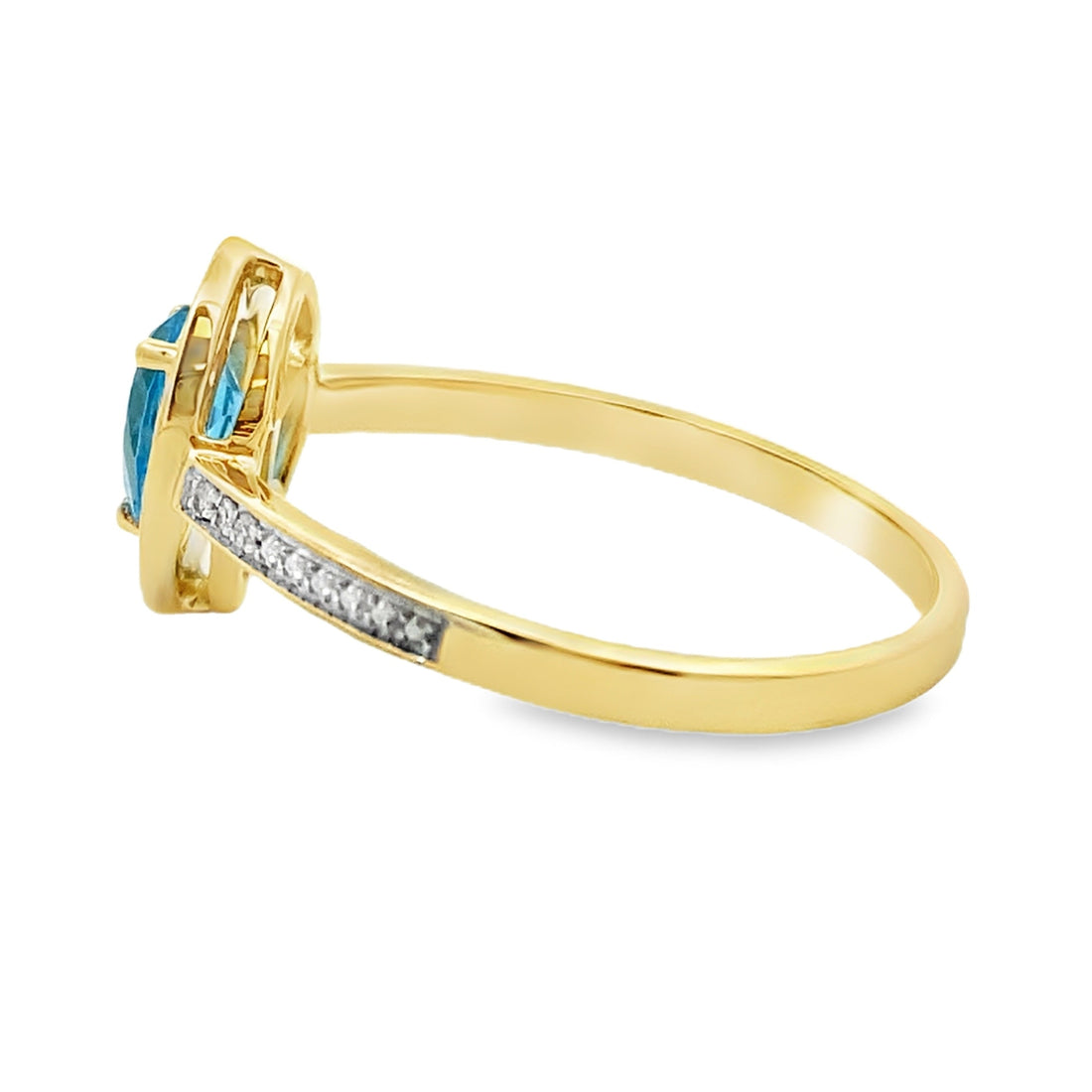 Genuine .54ct Blue Topaz Diamond Ring 10KT Yellow Gold by Bids.com