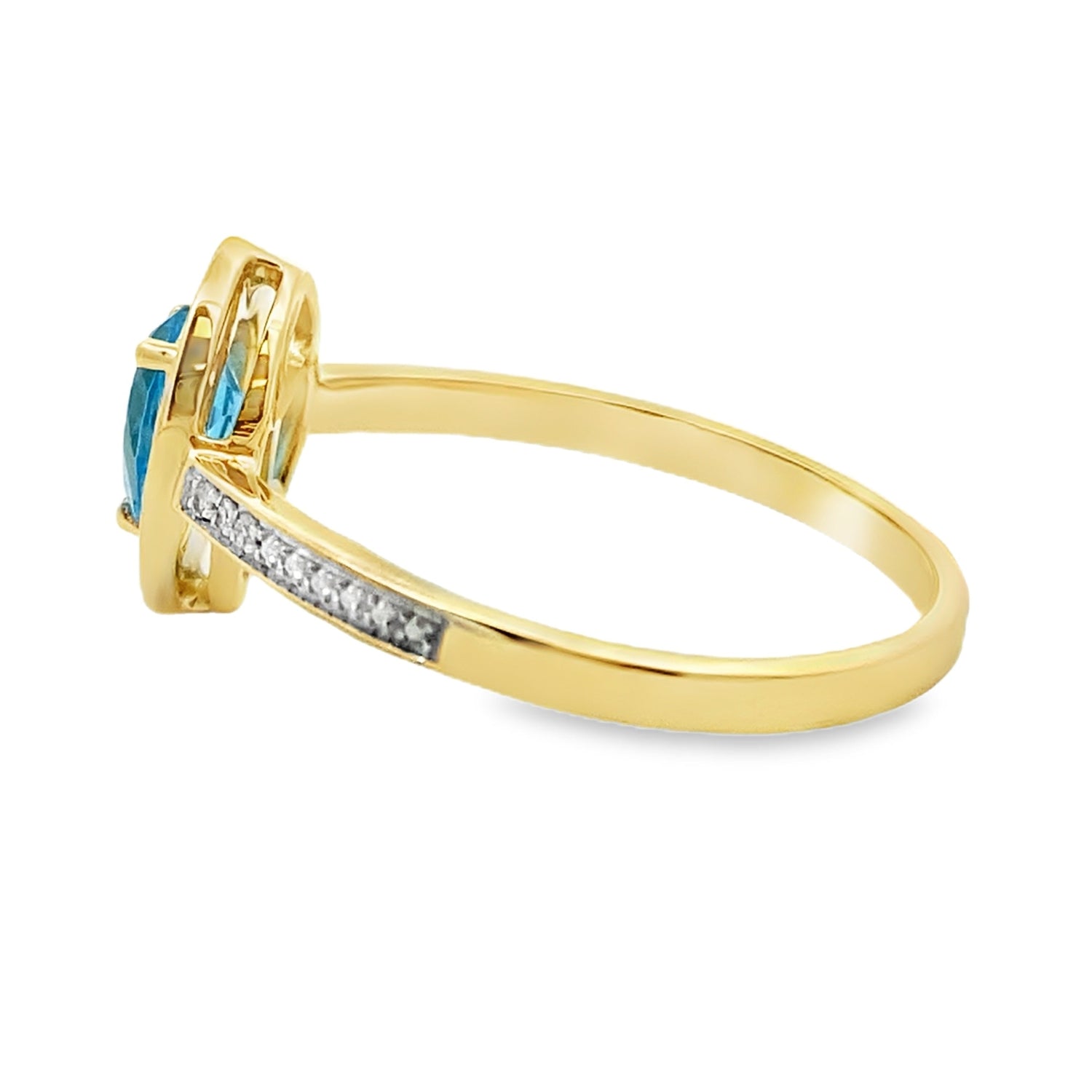 Genuine .54ct Blue Topaz Diamond Ring 10KT Yellow Gold by Bids.com
