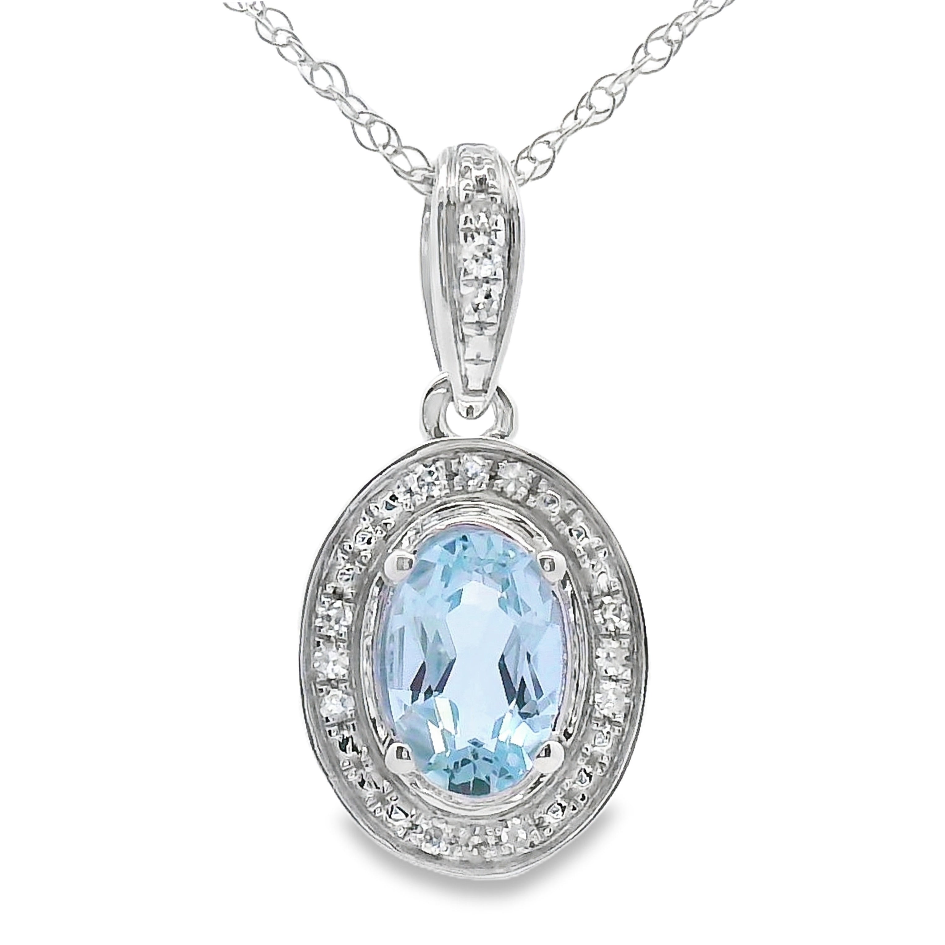 Aquamarine Diamond Fashion Pendants 10KT White Gold by Bids.com