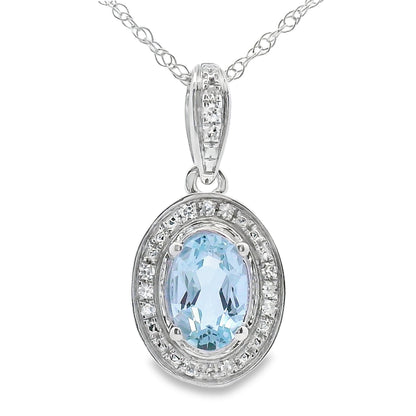 Aquamarine Diamond Fashion Pendants 10KT White Gold by Bids.com