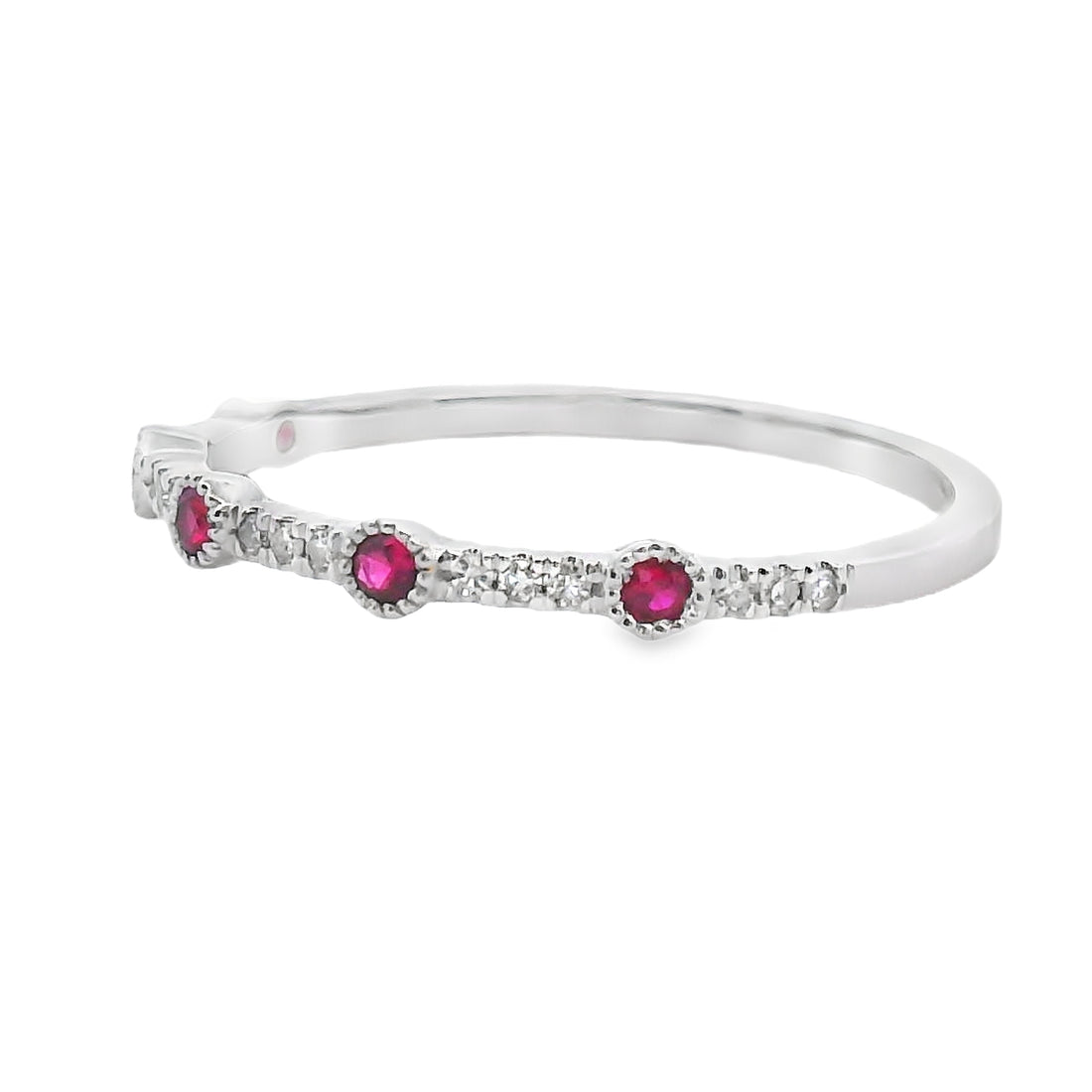 .16ct Ruby Diamond stackable band set 14KT White Gold by Bids.com
