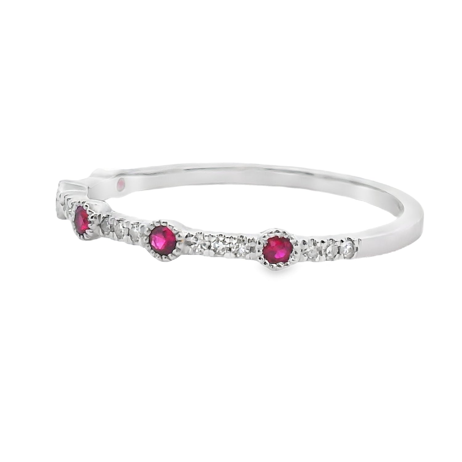 .16ct Ruby Diamond stackable band set 14KT White Gold by Bids.com