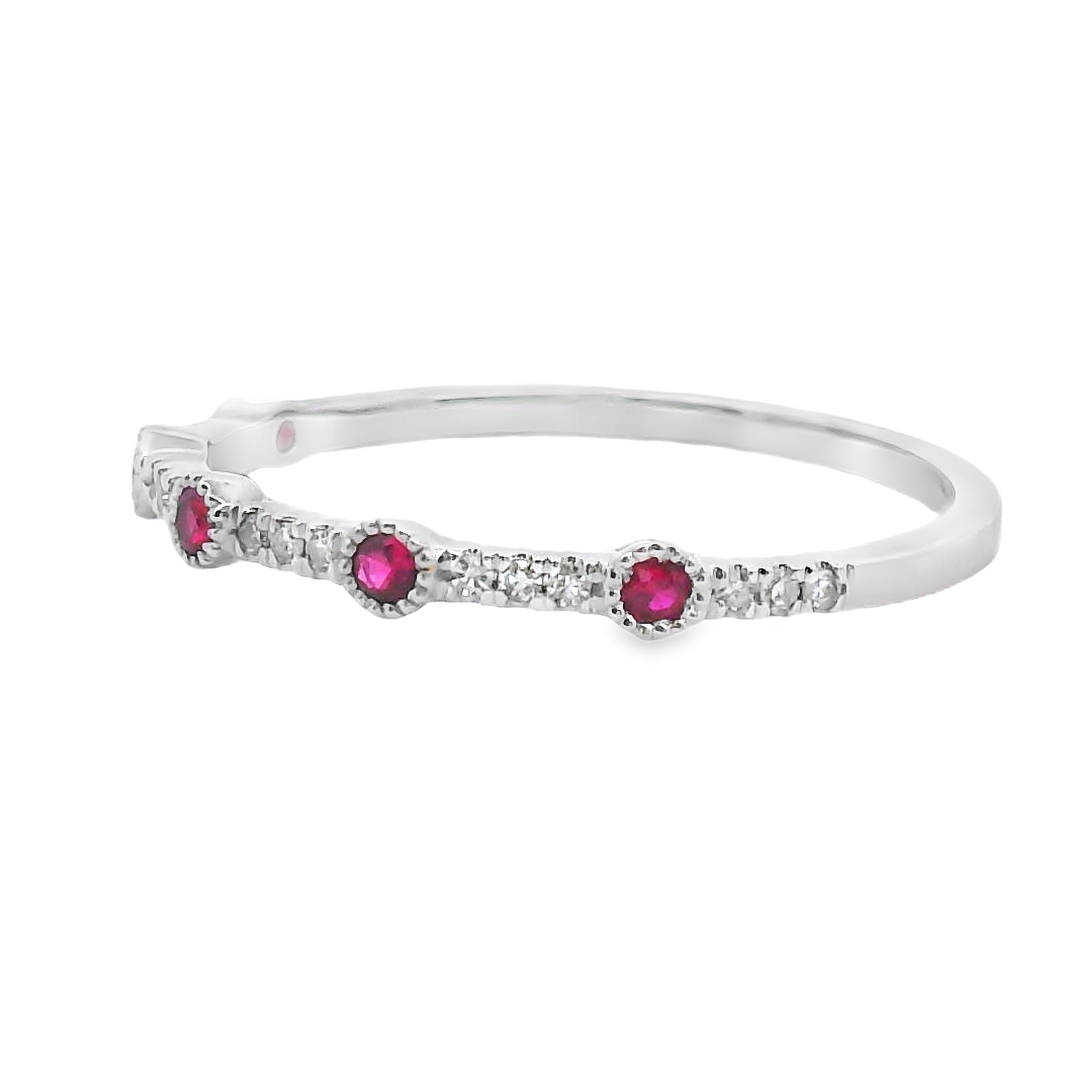 .16ct Ruby Diamond stackable band set 14KT White Gold by Bids.com