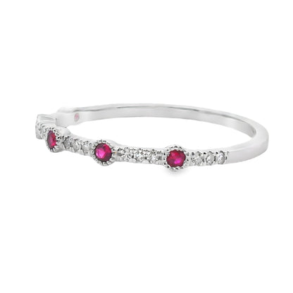 .16ct Ruby Diamond stackable band set 14KT White Gold by Bids.com