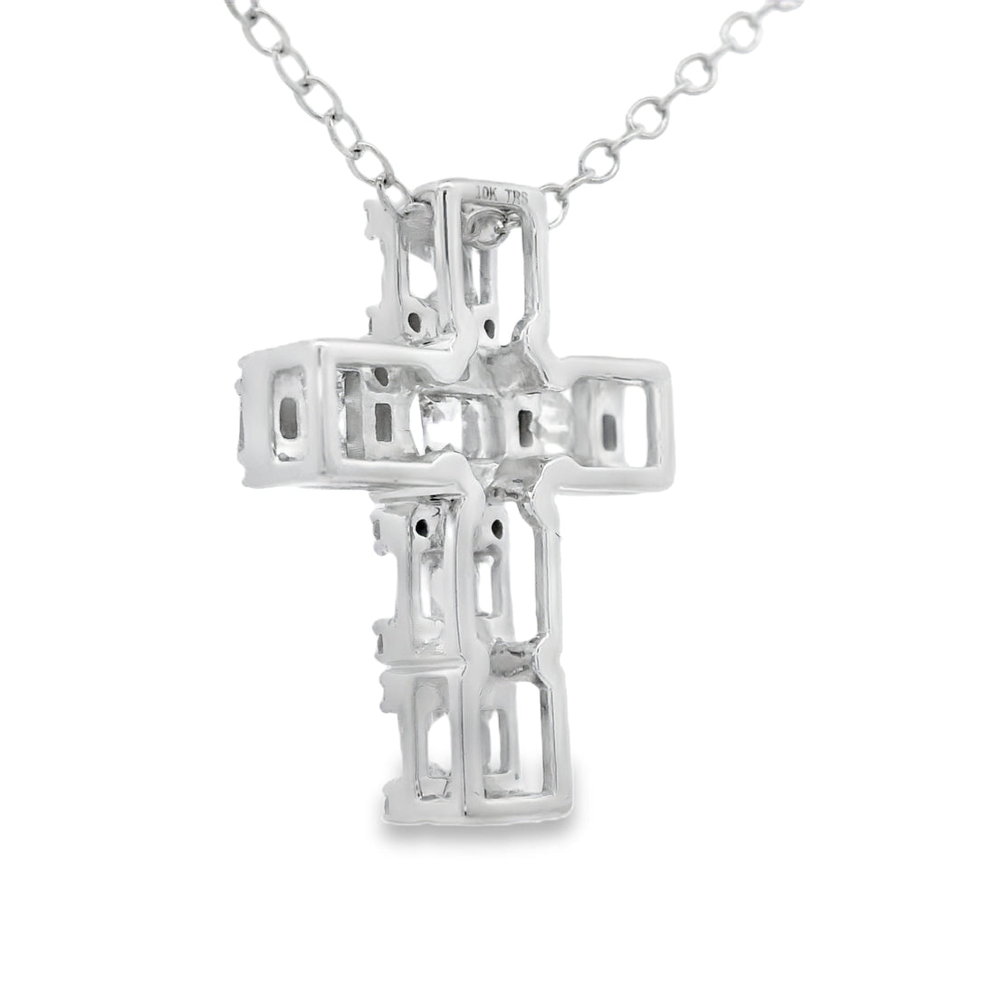 .50ct Diamond Cross Religious Pendant 10KT White Gold by Bids.com