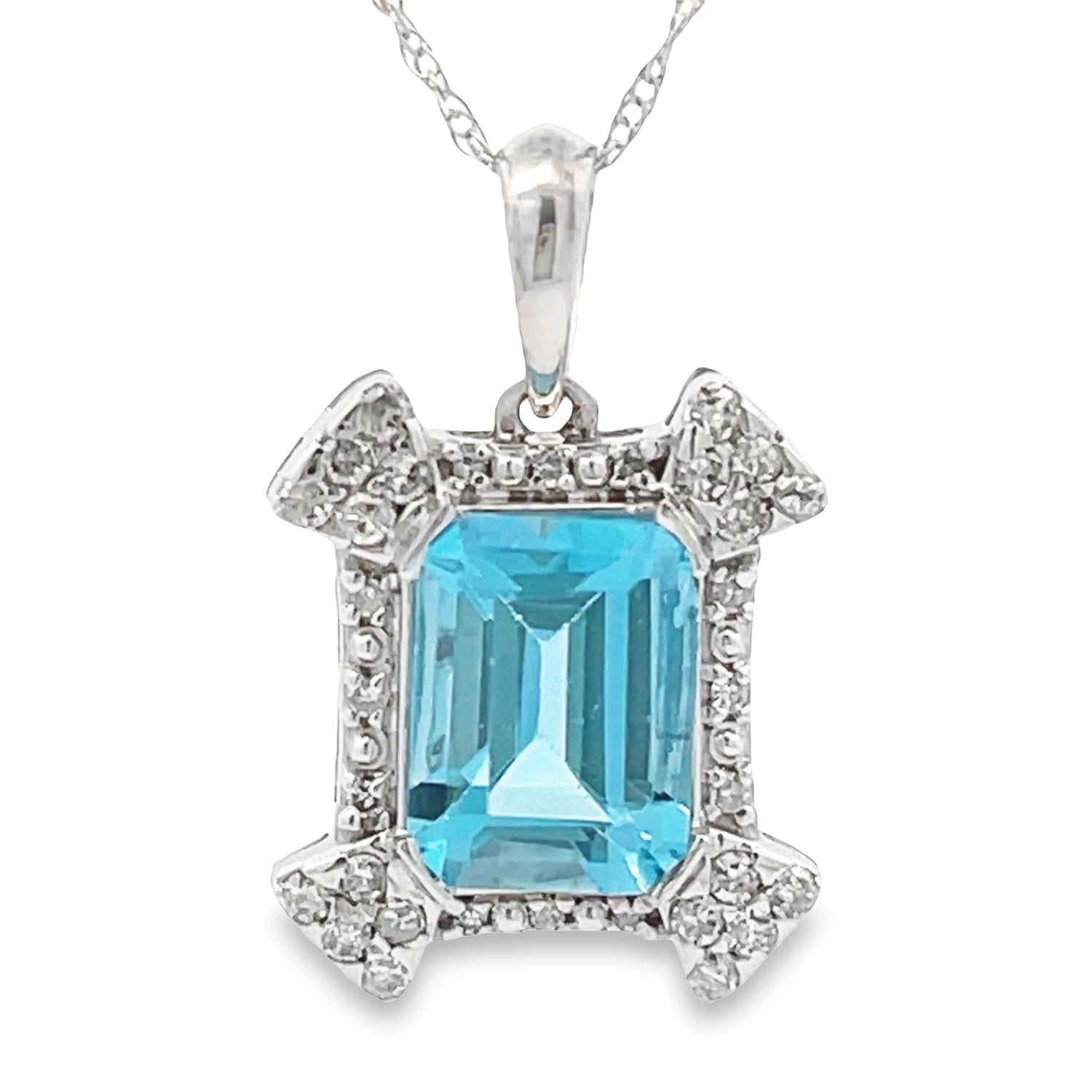 Blue Topaz Diamond Fashion Pendants 10KT White Gold by Bids.com