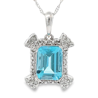Blue Topaz Diamond Fashion Pendants 10KT White Gold by Bids.com