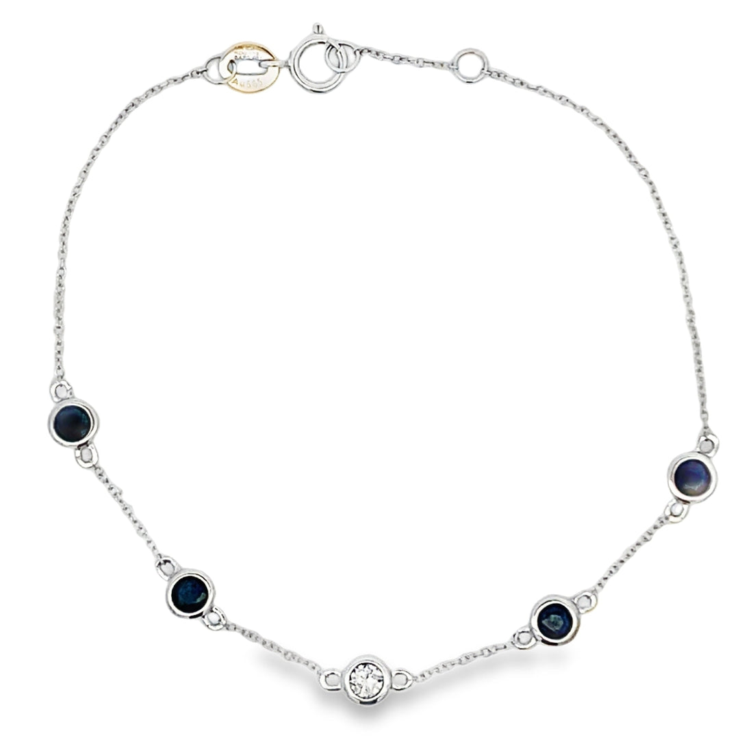 Natural .67ct Sapphire Diamond Bracelet 14KT White Gold by Bids.com