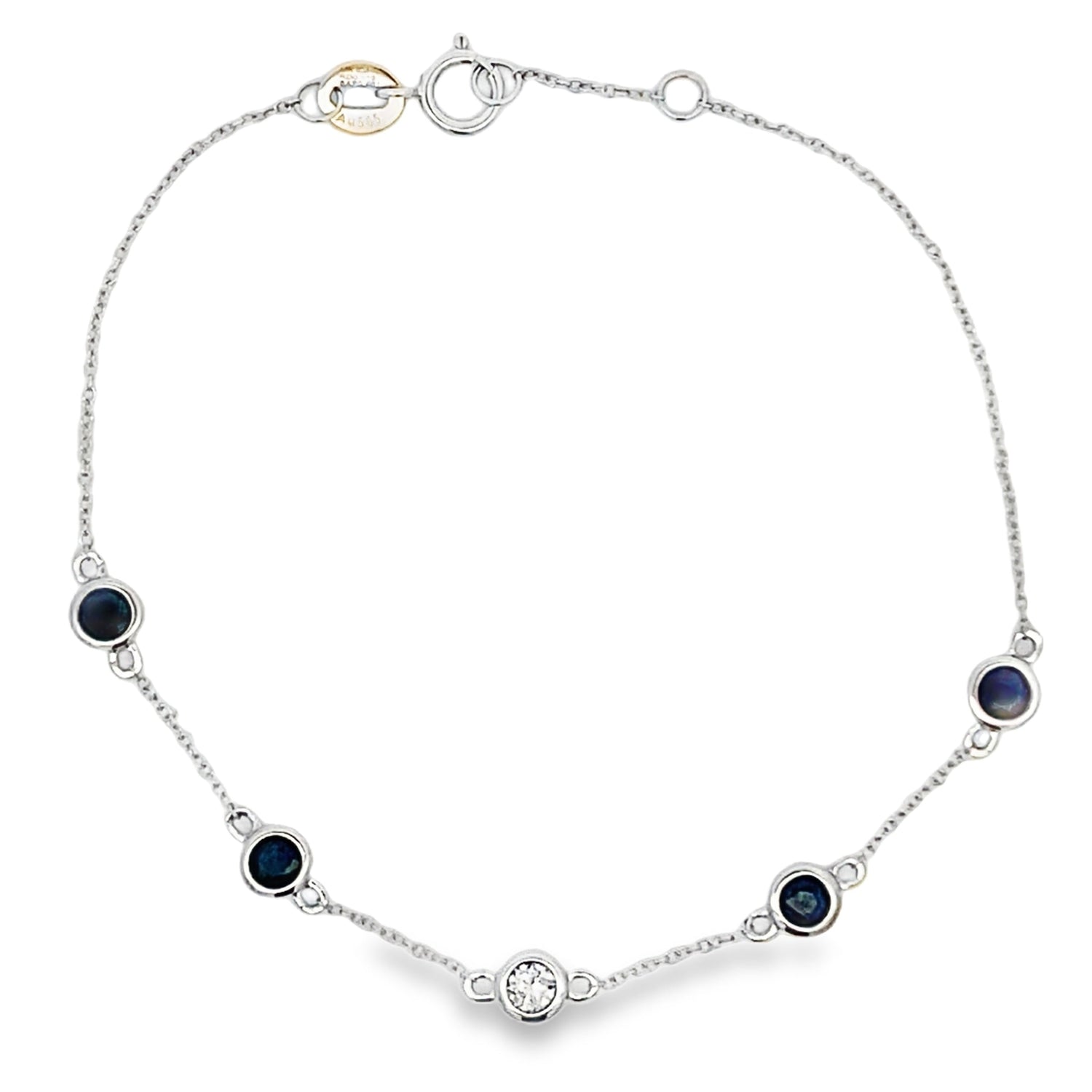Natural .67ct Sapphire Diamond Bracelet 14KT White Gold by Bids.com