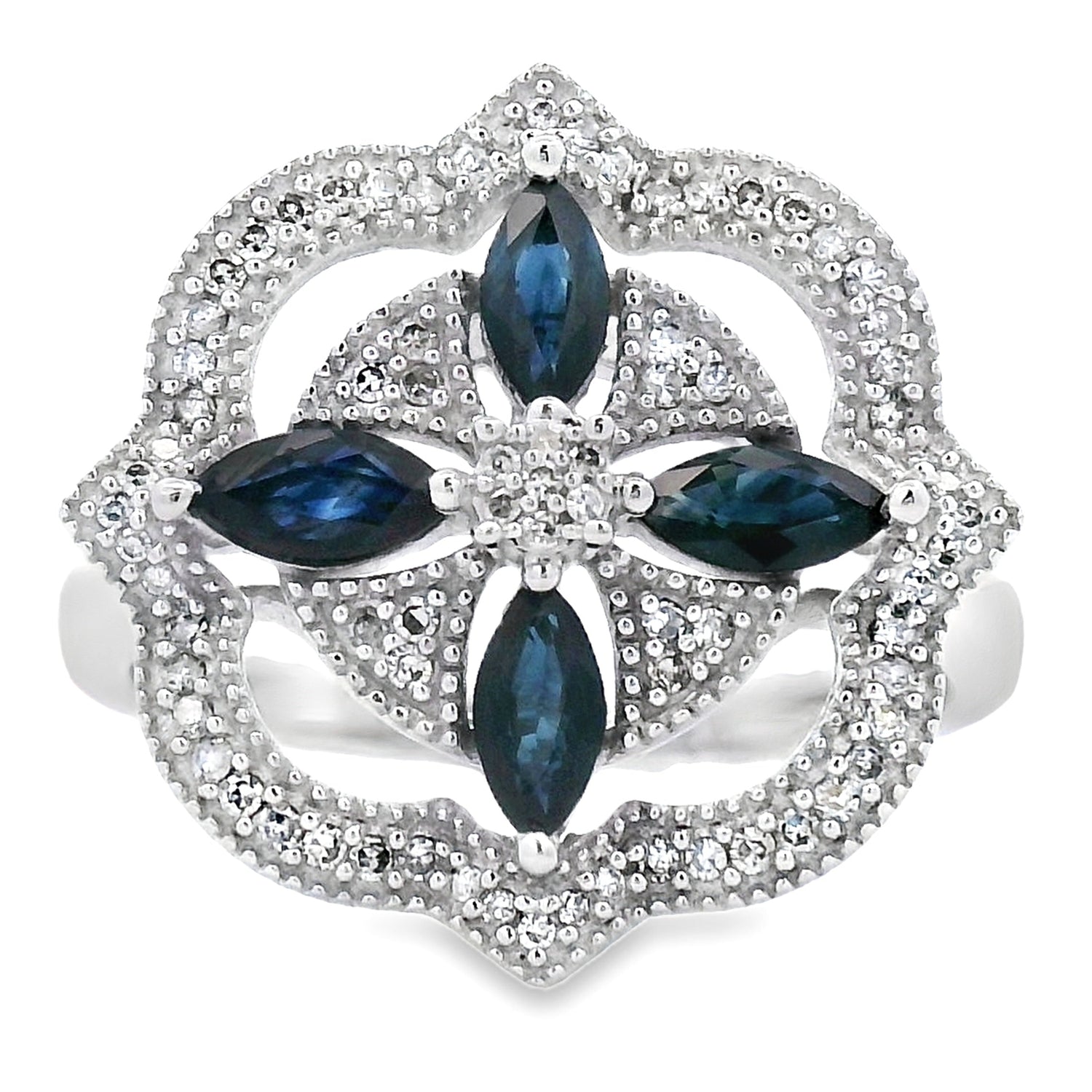 .88ct Sapphire Diamond Ring 14KT White Gold