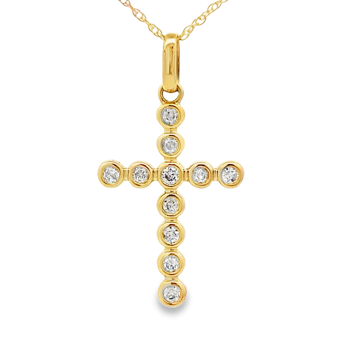 .20ct Diamond Cross Religious Pendant 14KT Yellow Gold by Bids.com