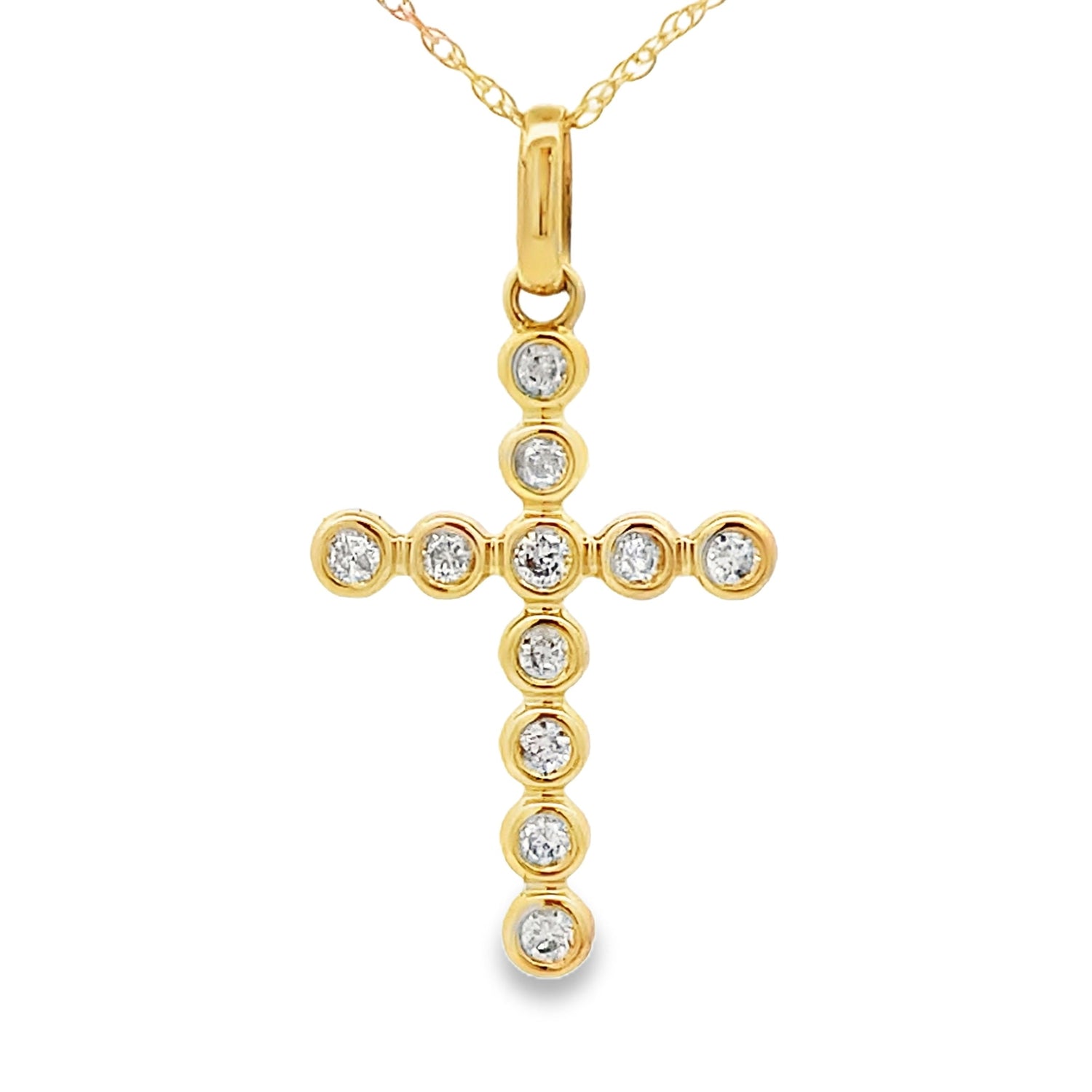 .20ct Diamond Cross Religious Pendant 14KT Yellow Gold by Bids.com