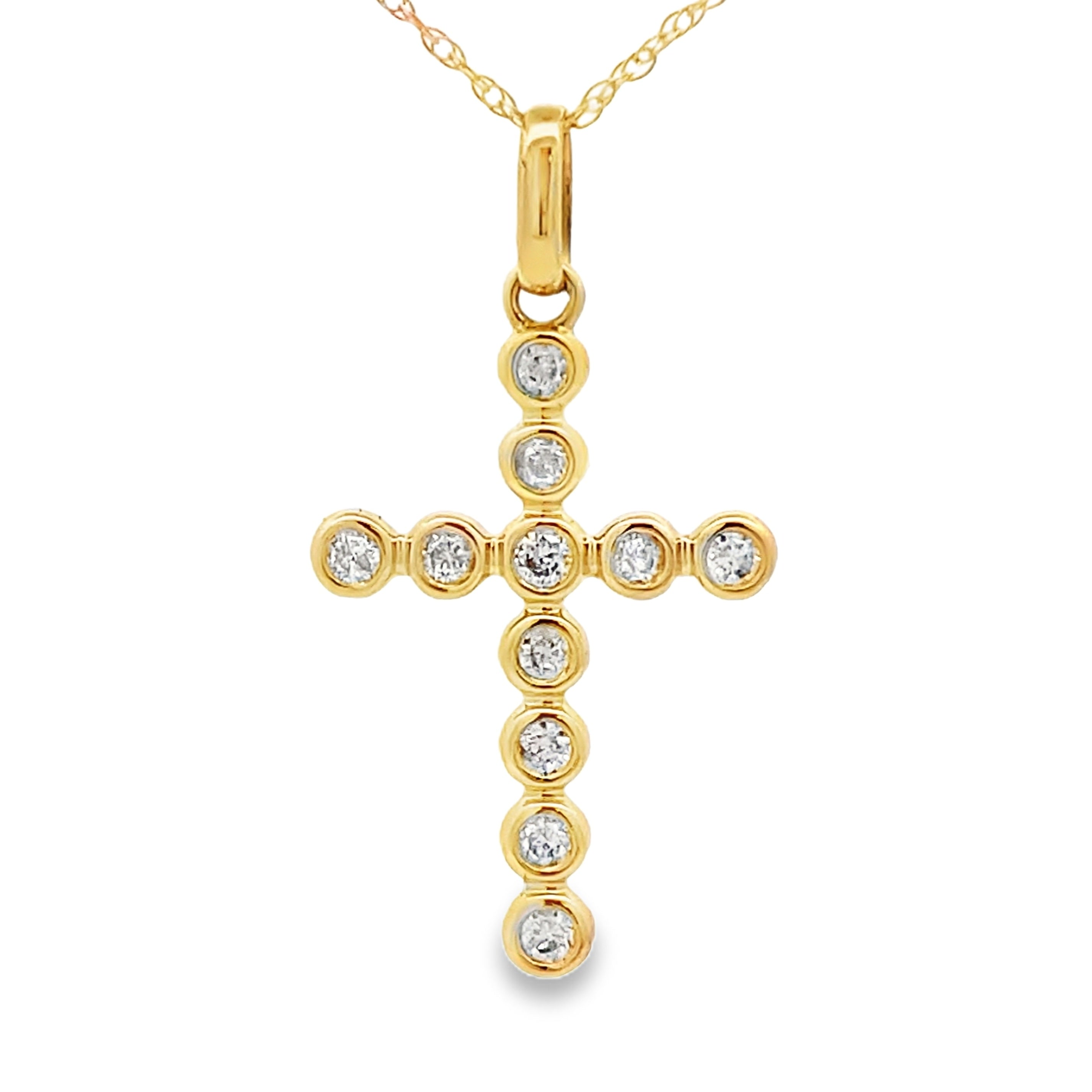 .20ct Diamond Cross Religious Pendant 14KT Yellow Gold by Bids.com