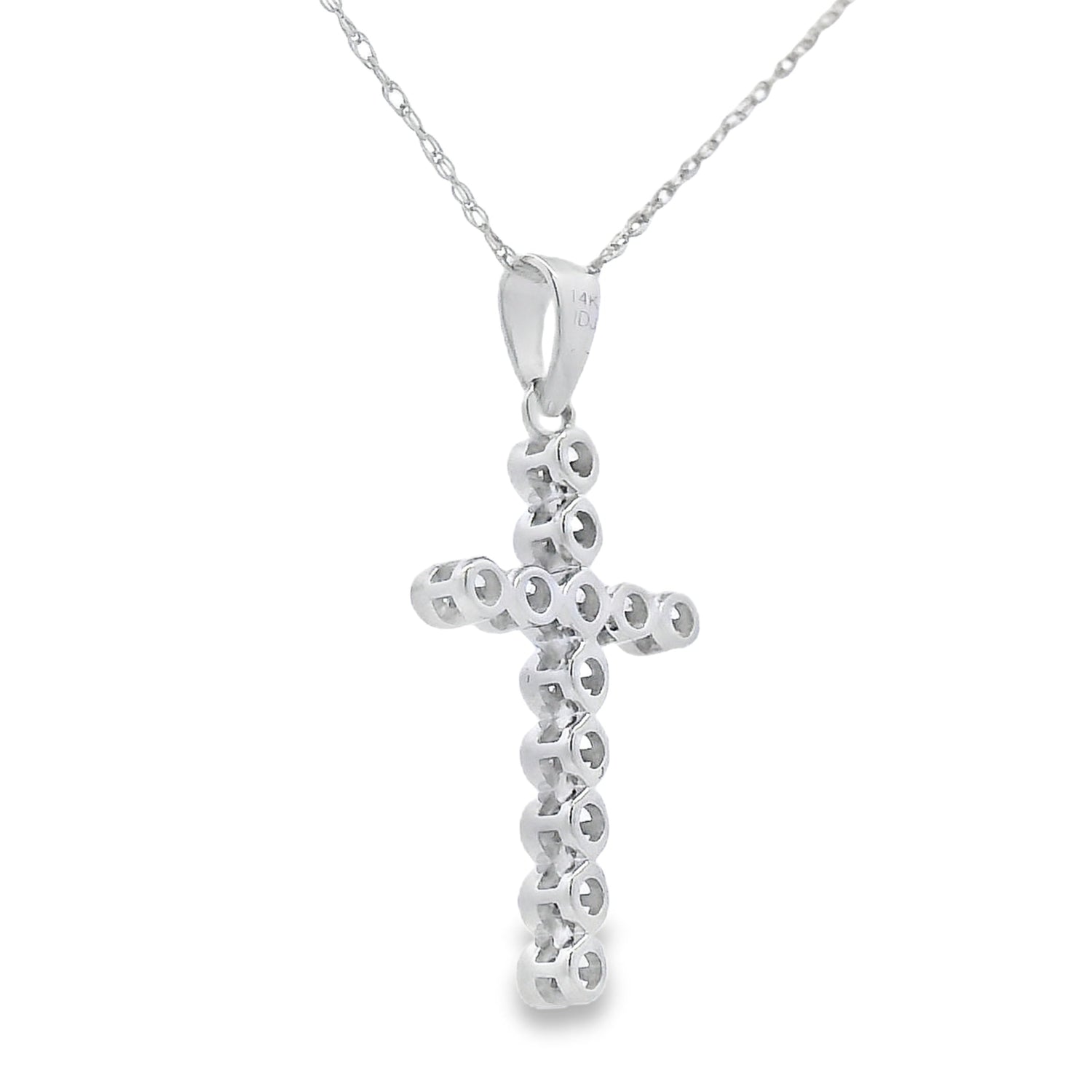 .12ct Diamond Cross Religious Pendant 14KT White Gold by Bids.com
