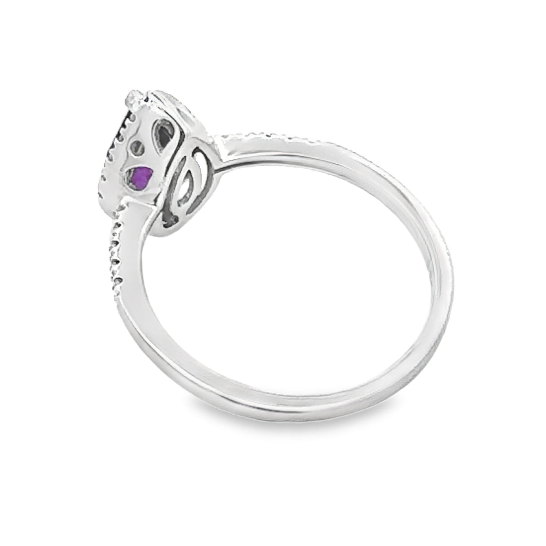 Genuine .98ct Amethyst Diamond Ring 14KT White Gold by Bids.com