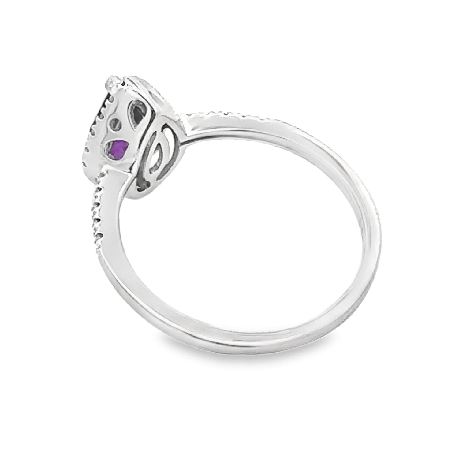 Genuine .98ct Amethyst Diamond Ring 14KT White Gold by Bids.com