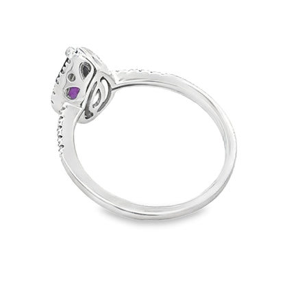 Genuine .98ct Amethyst Diamond Ring 14KT White Gold by Bids.com