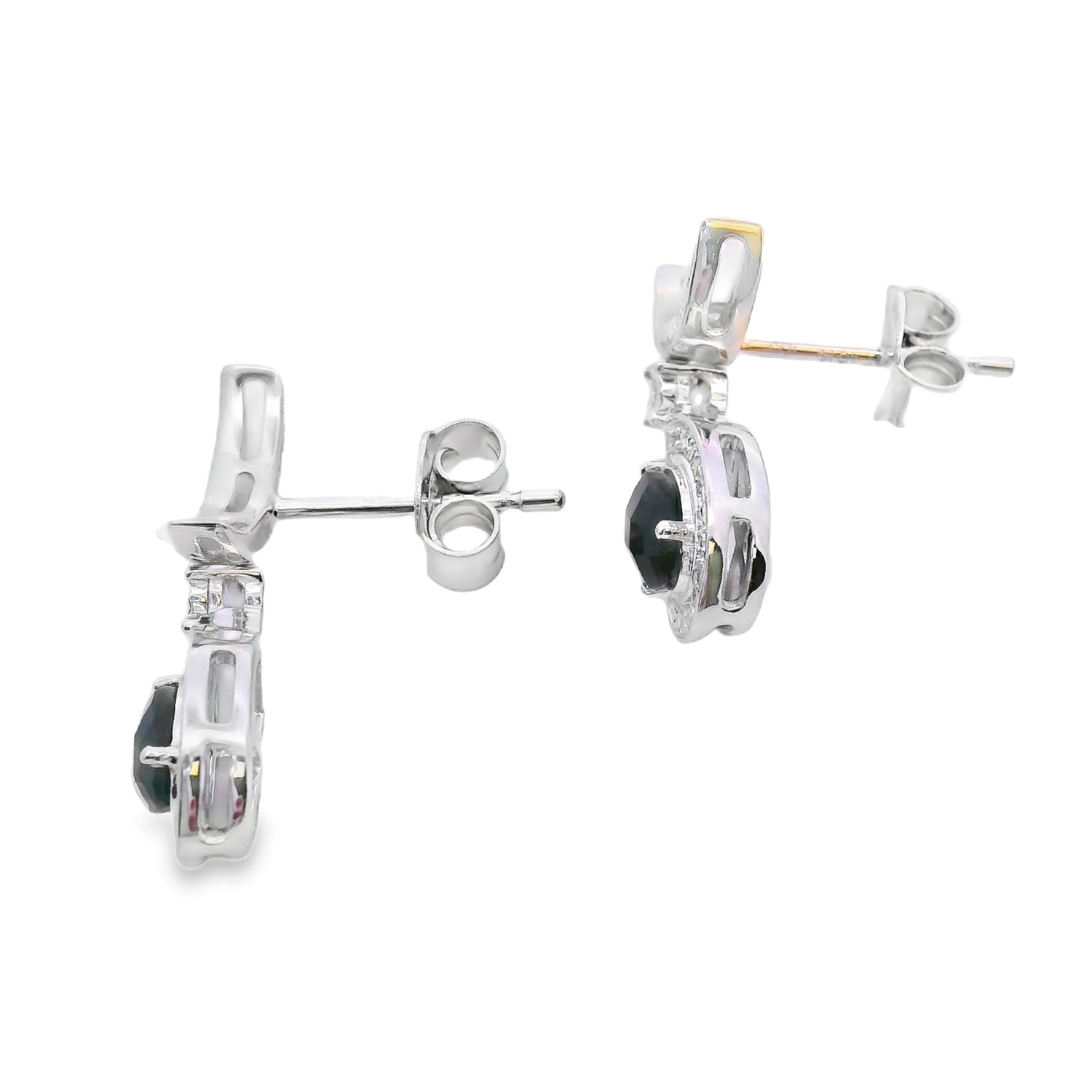.55ct Onyx Diamond Dangle Earrings 10KT White Gold by Bids.com