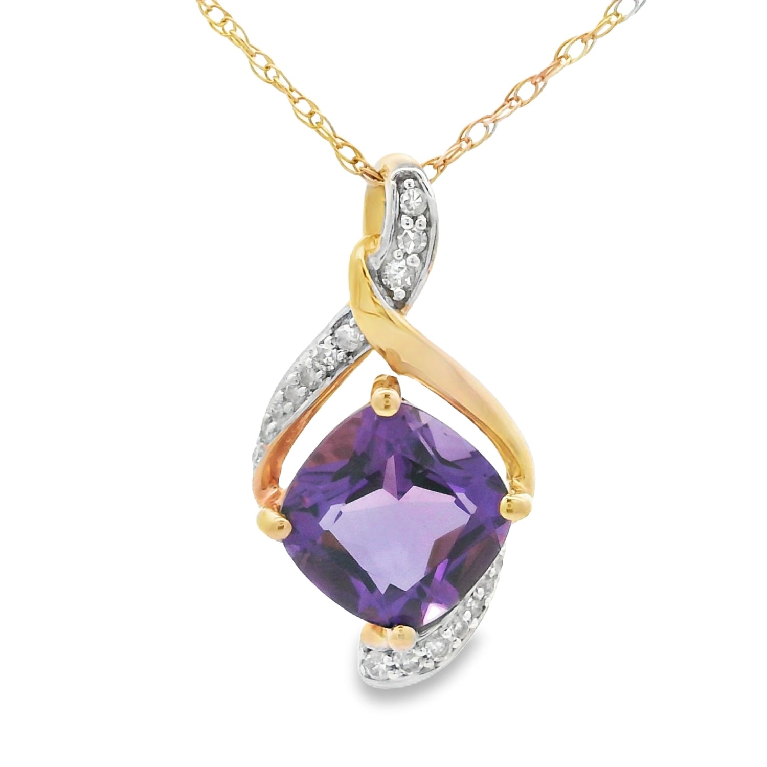 Amethyst Diamond Fashion Pendants 10KT Yellow Gold by Bids.com