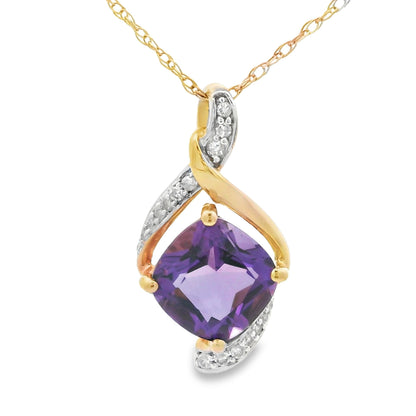 Amethyst Diamond Fashion Pendants 10KT Yellow Gold by Bids.com