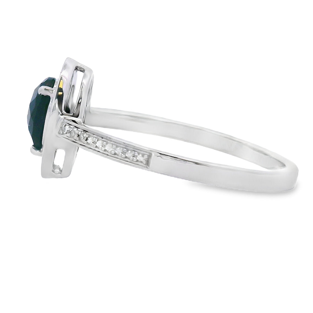 Natural .52ct Onyx Diamond Ring 10KT White Gold by Bids.com