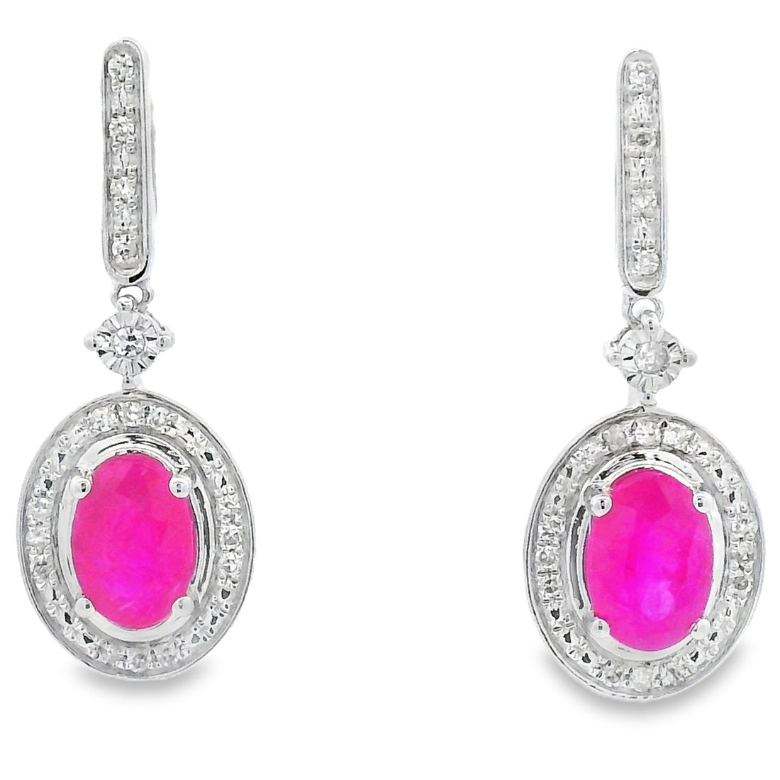 1.40ct Ruby Diamond Dangle Earrings 10KT White Gold by Bids.com