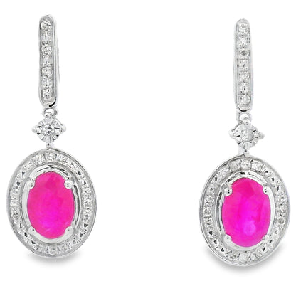 1.40ct Ruby Diamond Dangle Earrings 10KT White Gold by Bids.com