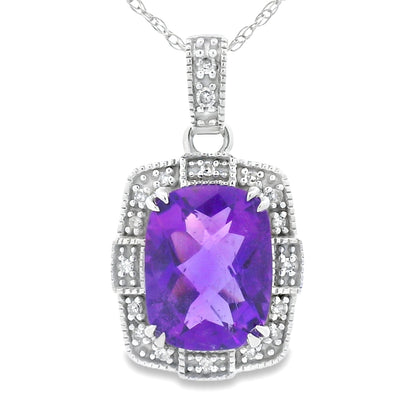 Amethyst Diamond Fashion Pendants 10KT White Gold by Bids.com