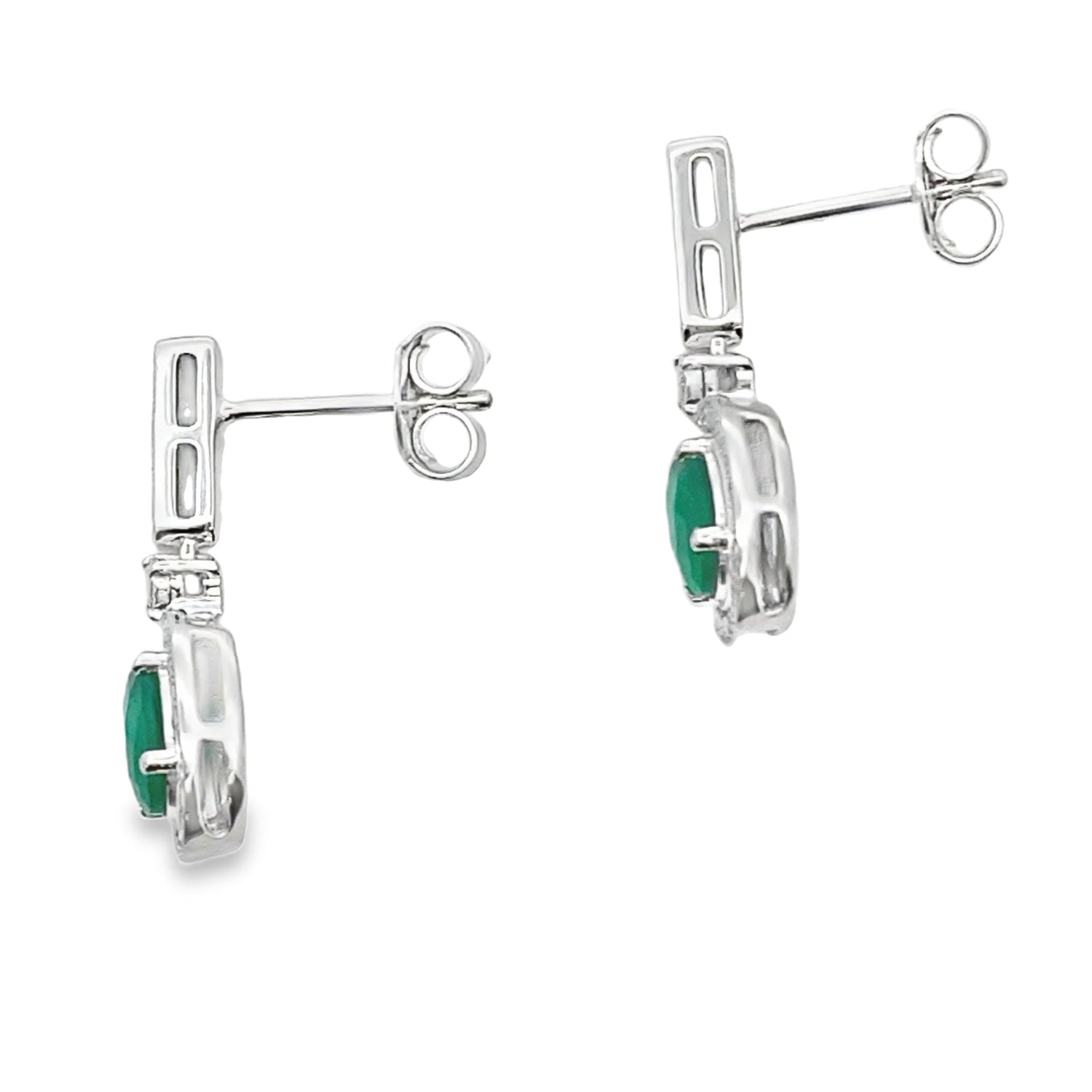 Chalcedony Diamond Dangle Earrings 10KT White Gold by Bids.com