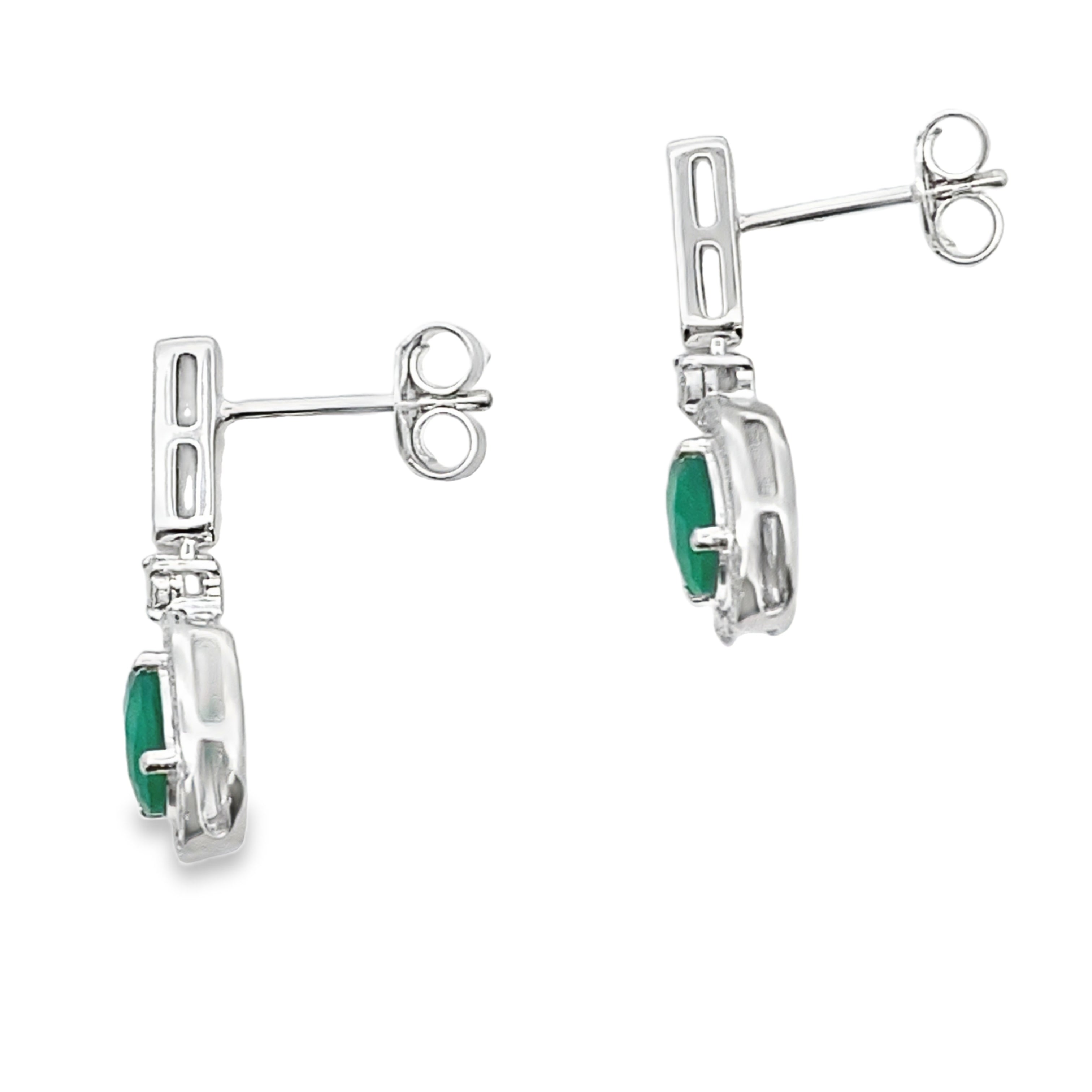Chalcedony Diamond Dangle Earrings 10KT White Gold by Bids.com