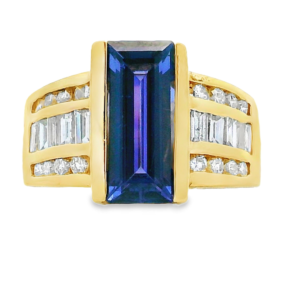 Natural .80ct Tanzanite Diamond Ring 18KT Yellow Gold by Bids.com