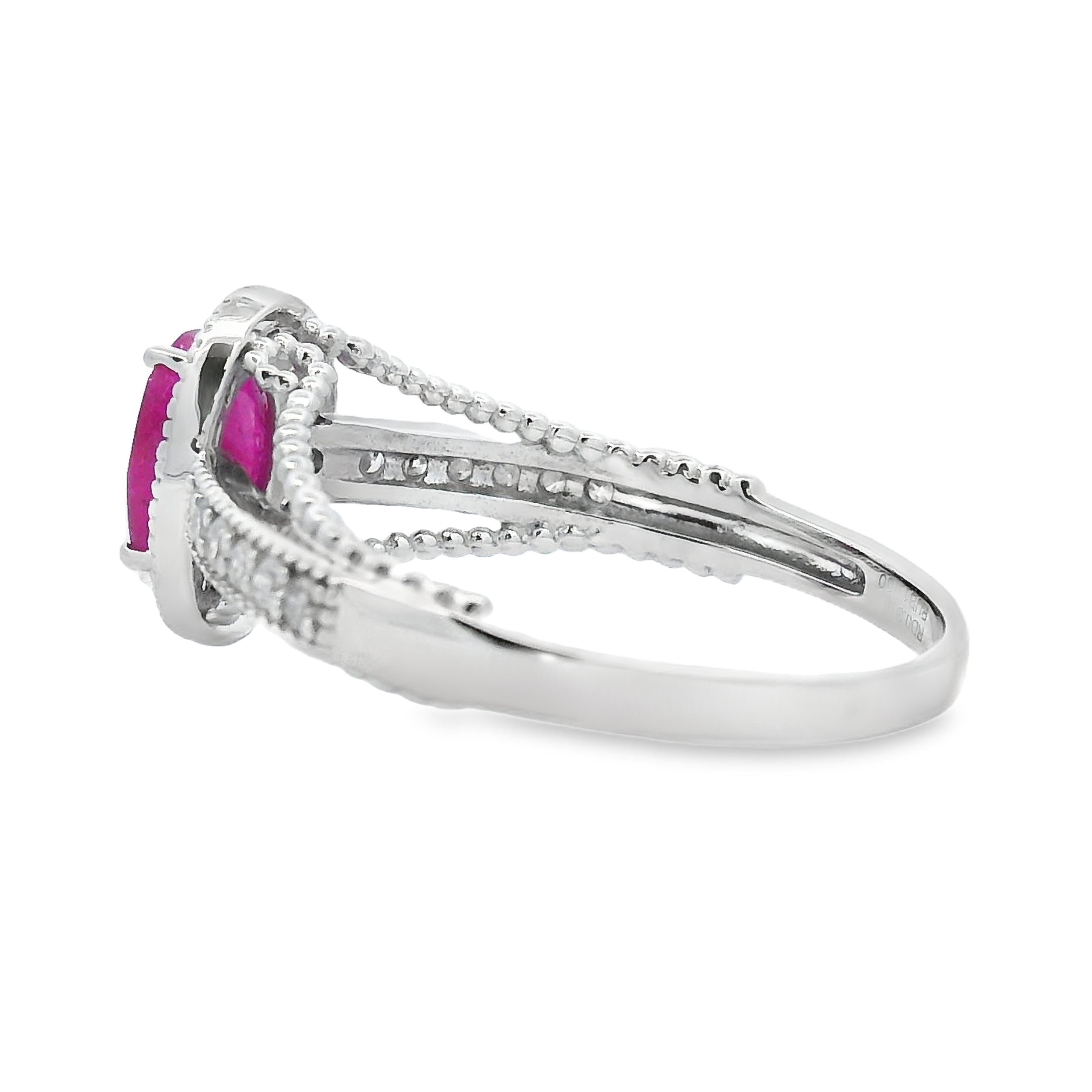 Genuine 1.35ct Ruby Diamond Ring 14KT White Gold by Bids.com