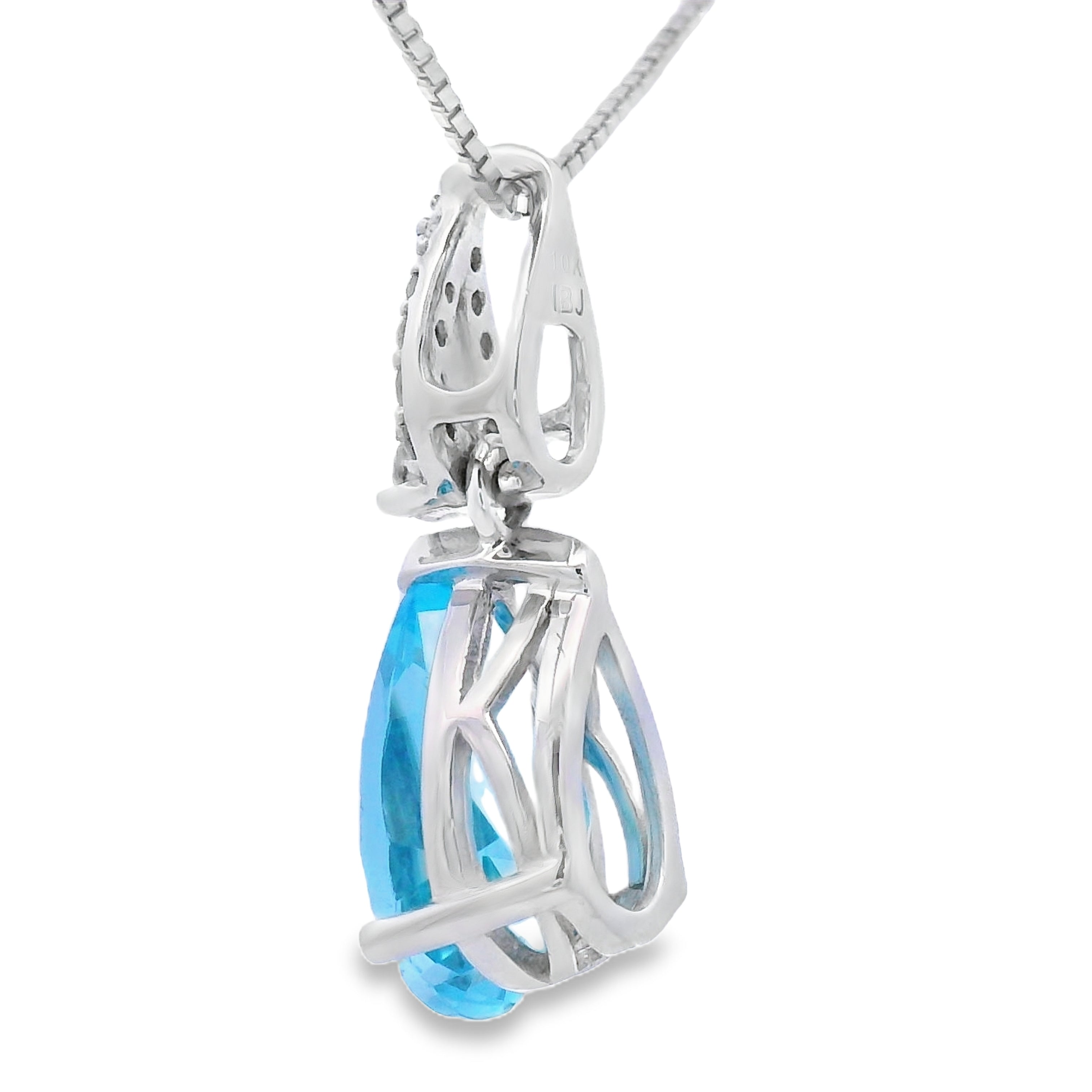 Blue Topaz Diamond Fashion Pendants 10KT White Gold by Bids.com