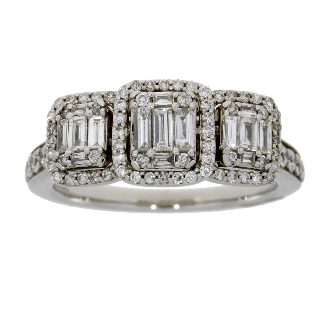 Natural 1.00ct Diamond 3 Stone Ring 14KT White Gold by Bids.com