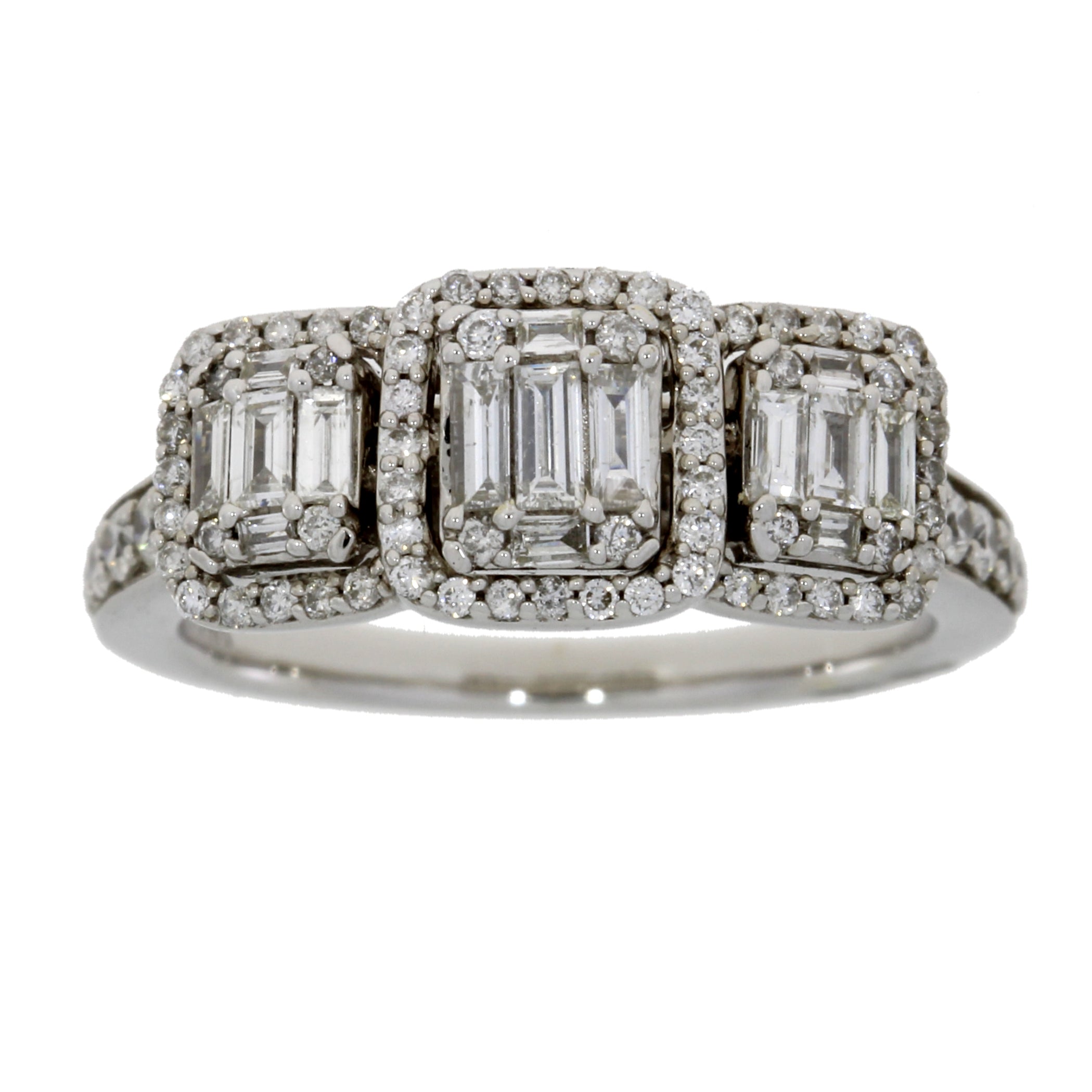 Natural 1.00ct Diamond 3 Stone Ring 14KT White Gold by Bids.com