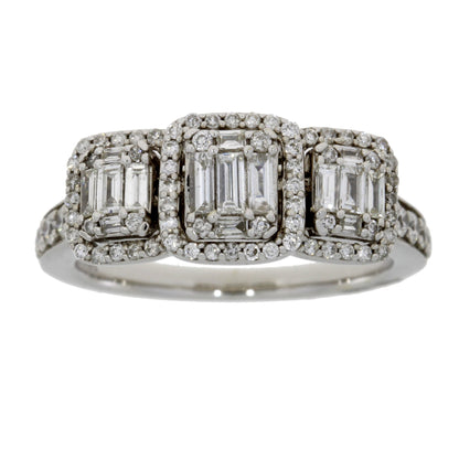 Natural 1.00ct Diamond 3 Stone Ring 14KT White Gold by Bids.com