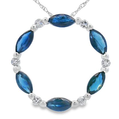 Sapphire Diamond Circle of Love Pendant 10KT White Gold by Bids.com