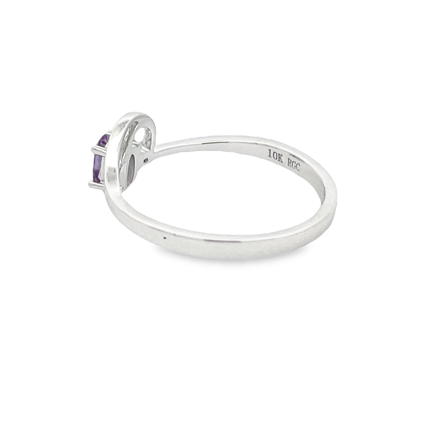 Natural .02ct Amethyst Diamond Ring 10KT White Gold by Bids.com