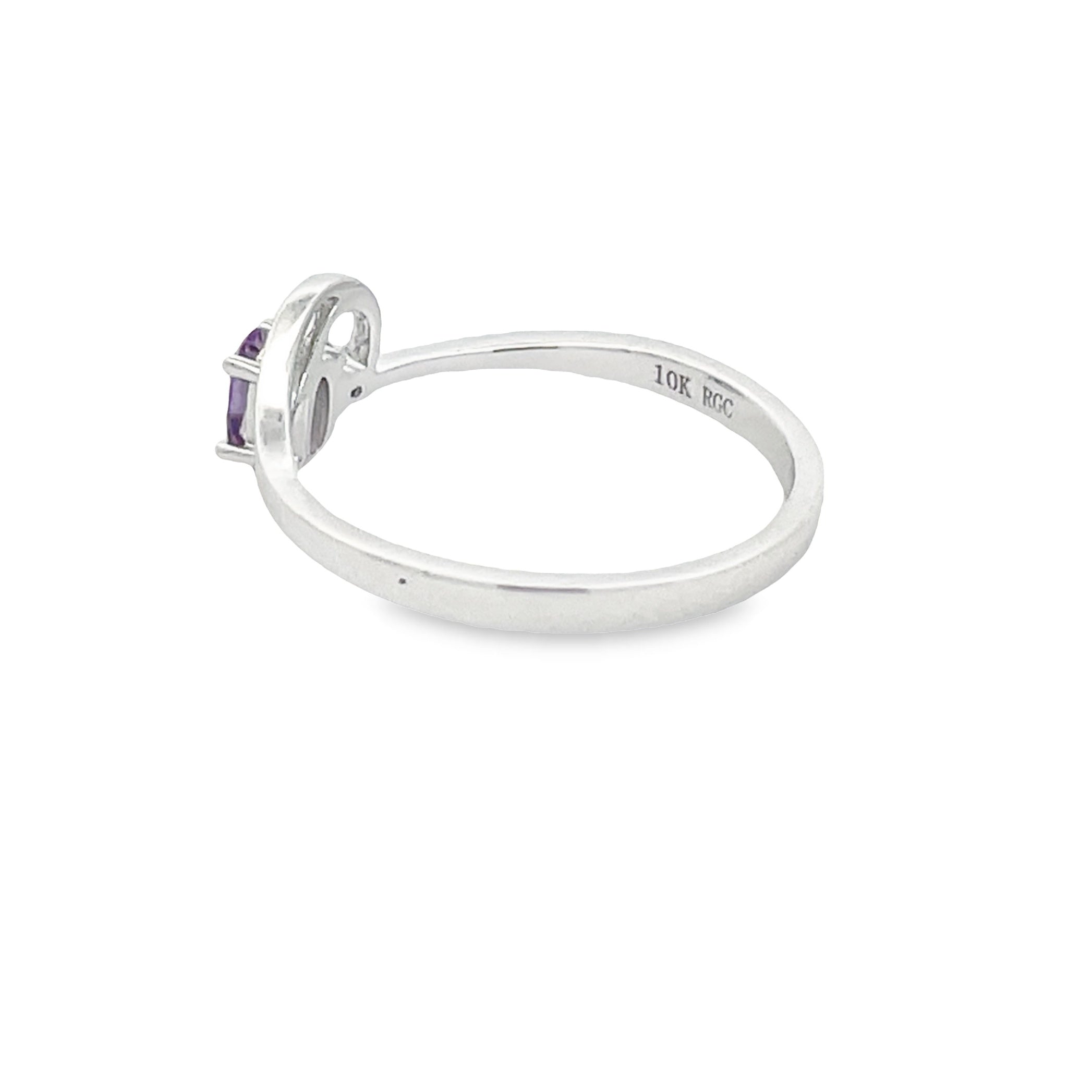 Natural .02ct Amethyst Diamond Ring 10KT White Gold by Bids.com