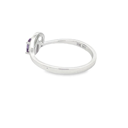 Natural .02ct Amethyst Diamond Ring 10KT White Gold by Bids.com
