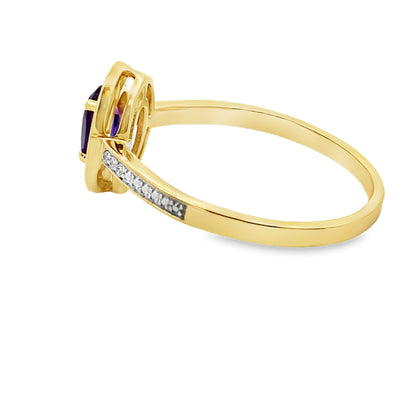 Natural .48ct Amethyst Diamond Ring 10KT Yellow Gold by Bids.com