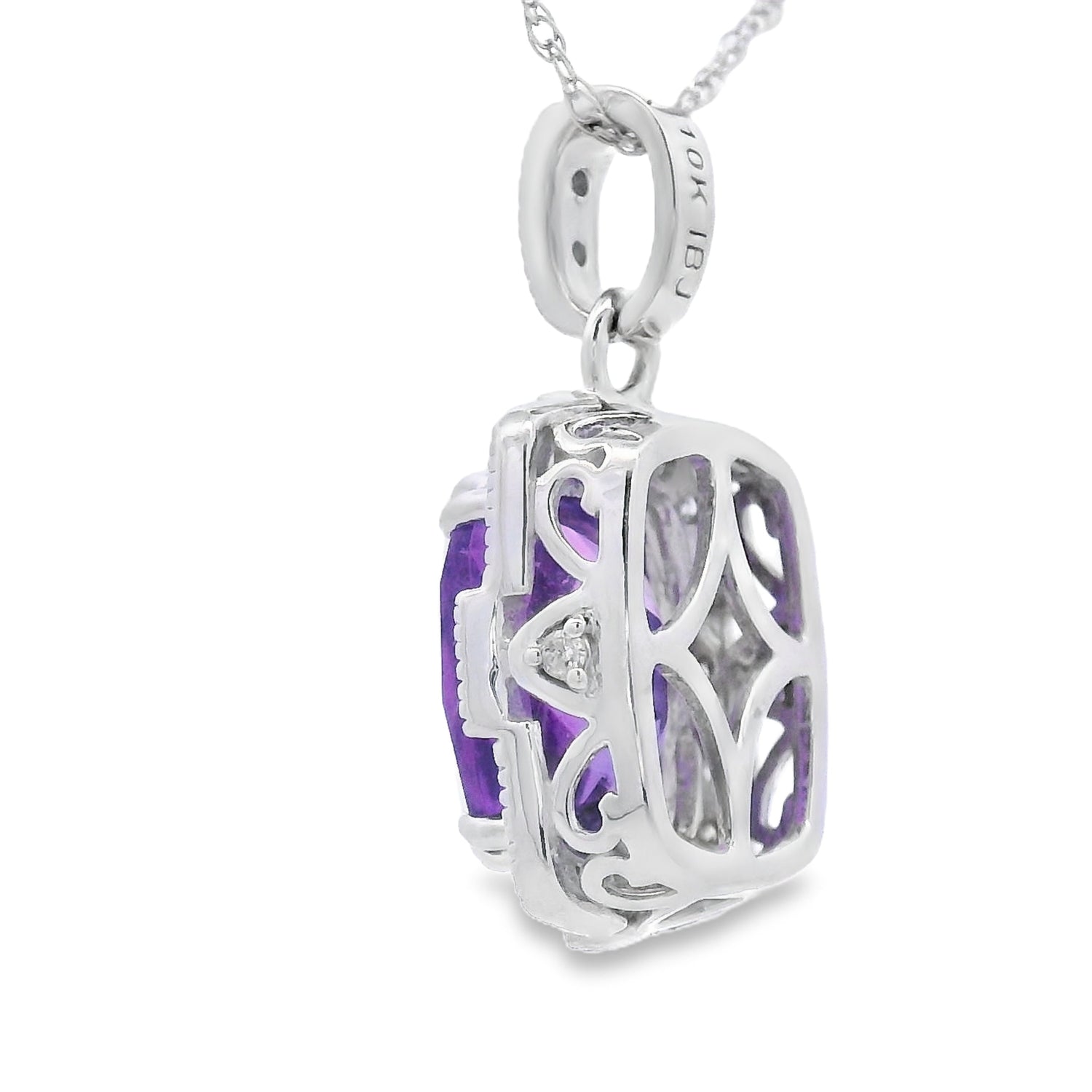 Amethyst Diamond Fashion Pendants 10KT White Gold by Bids.com