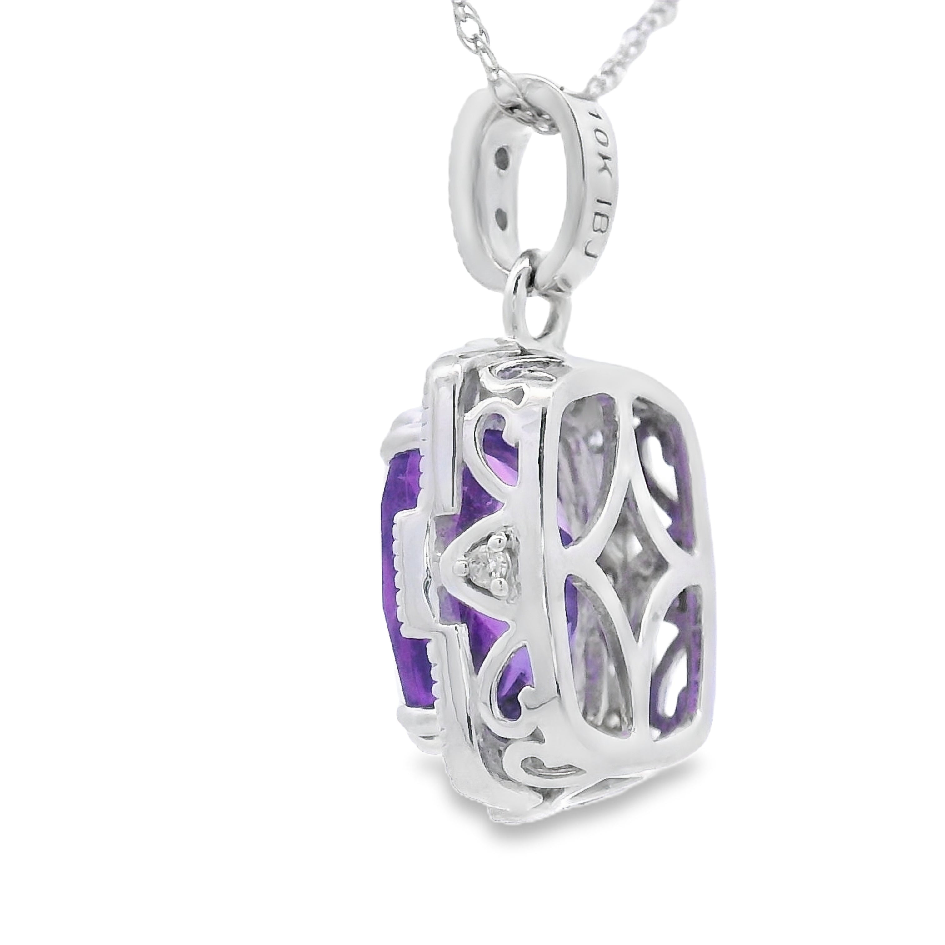 Amethyst Diamond Fashion Pendants 10KT White Gold by Bids.com