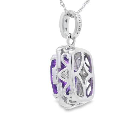 Amethyst Diamond Fashion Pendants 10KT White Gold by Bids.com