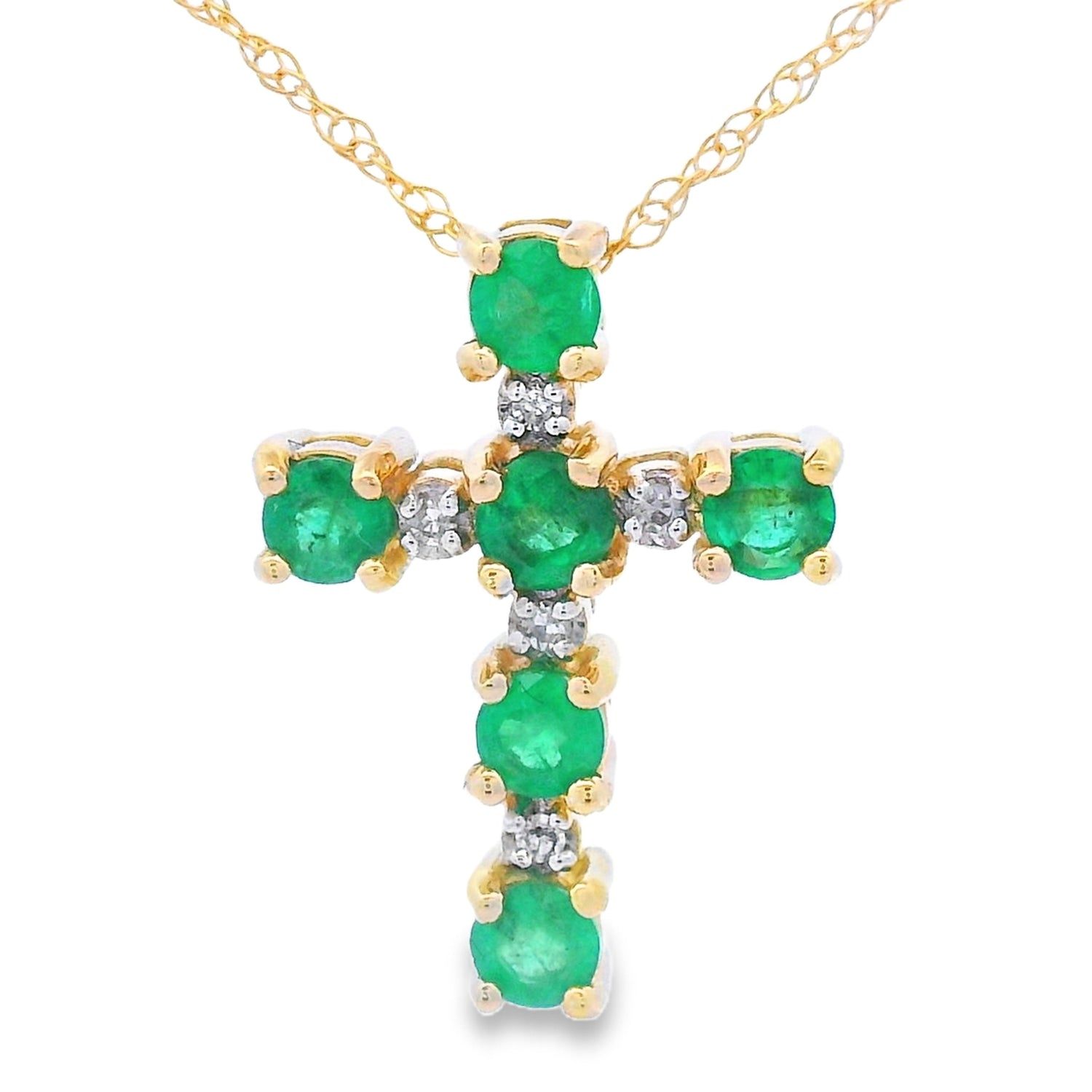 .26ct Emerald Cross Religious Pendant 10KT Yellow Gold by Bids.com