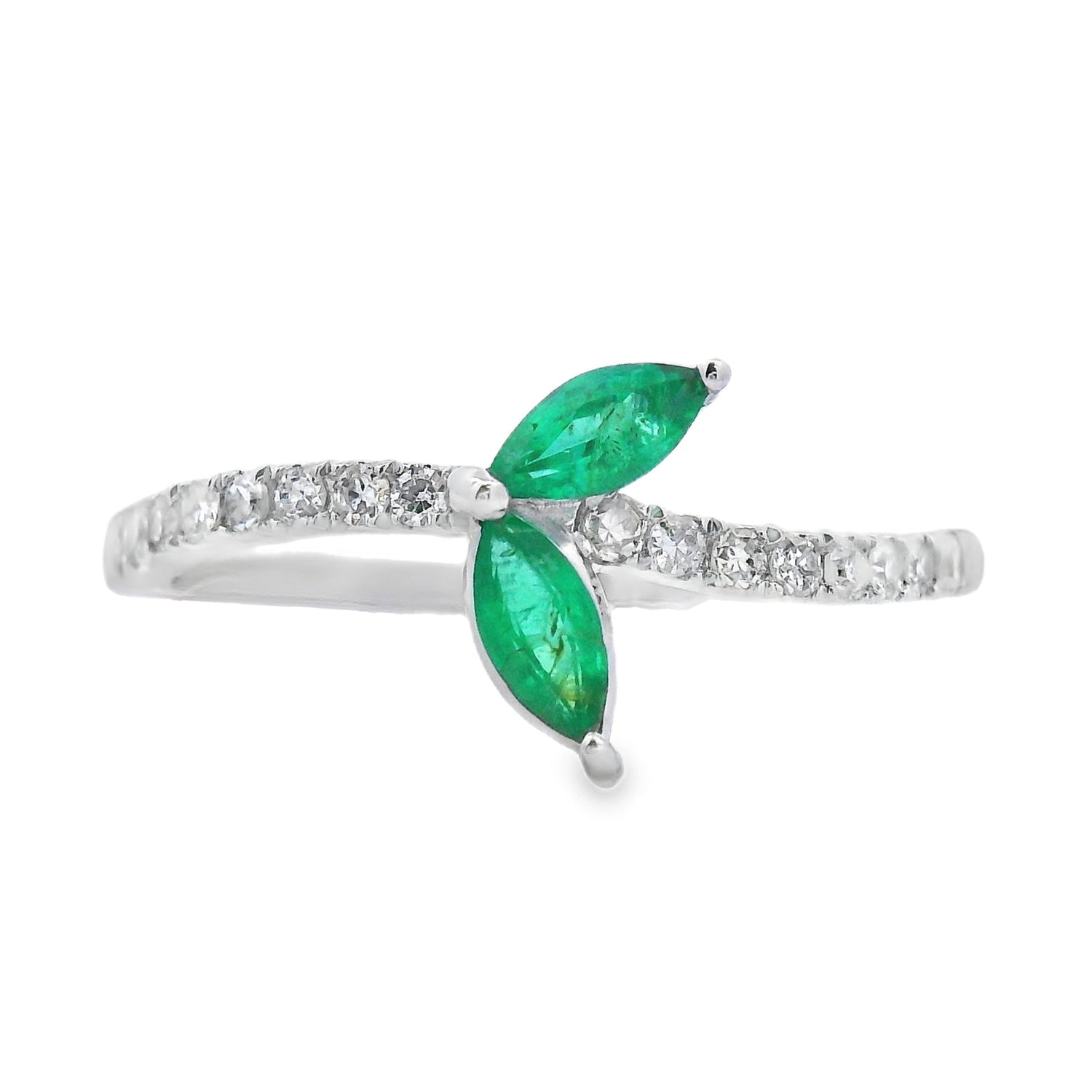 .29ct Emerald Diamond Ring 14KT White Gold
