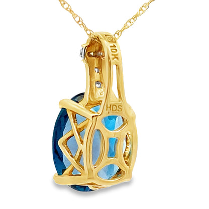 London Blue Topaz Fashion Pendants 10KT Yellow Gold by Bids.com